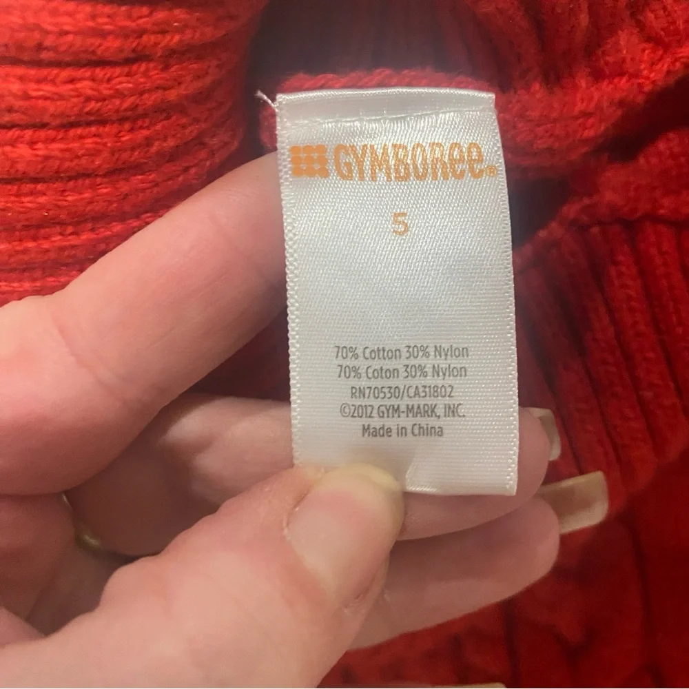 Gymboree 2012 Red Chunky Cable Knit Sweater Dress Sz 5
